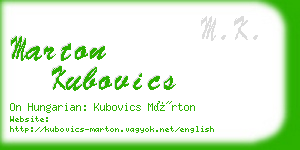 marton kubovics business card